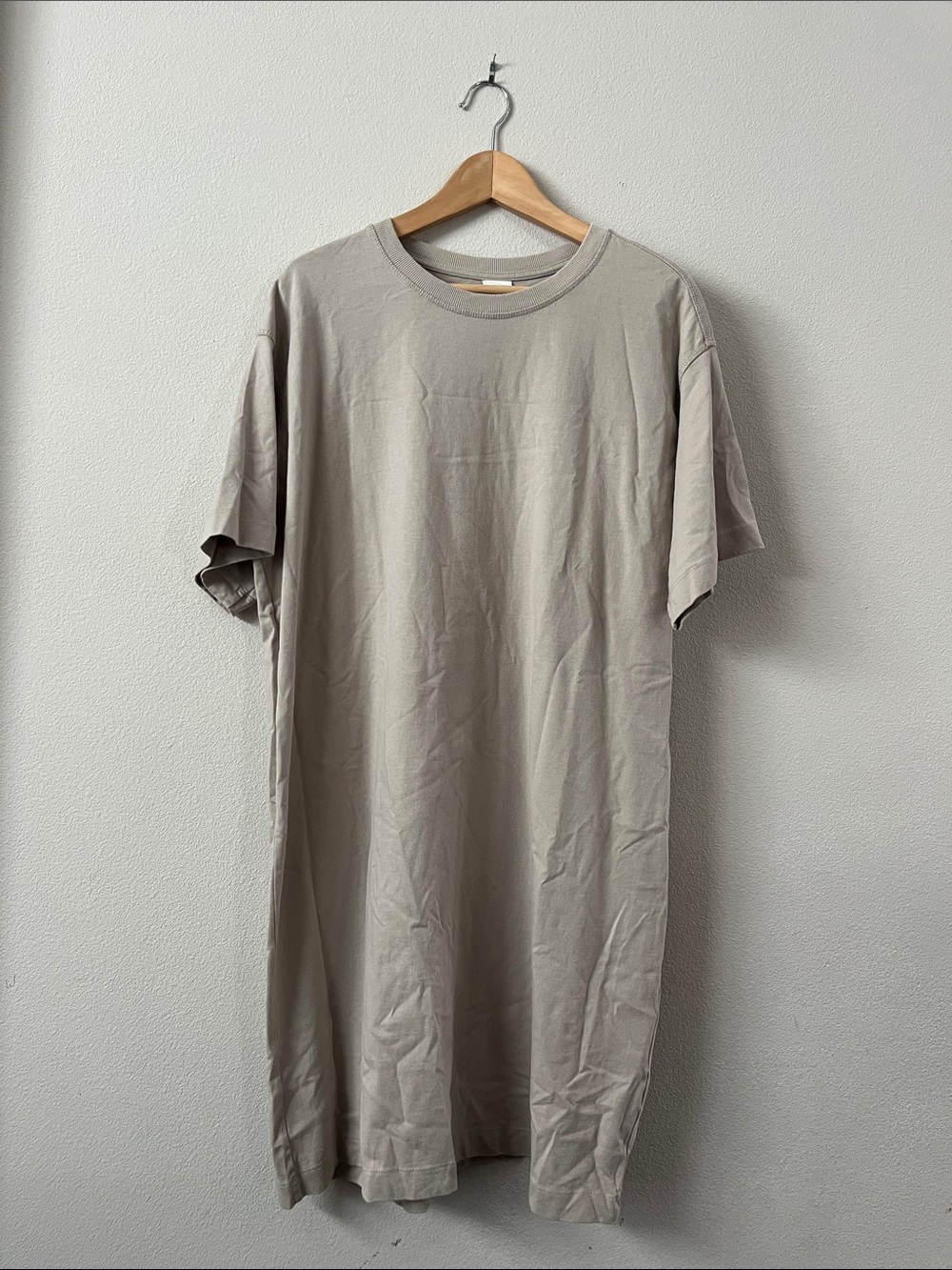 H&M Women's Tshirt Dress Short Sleeves Cotton Beige Size L